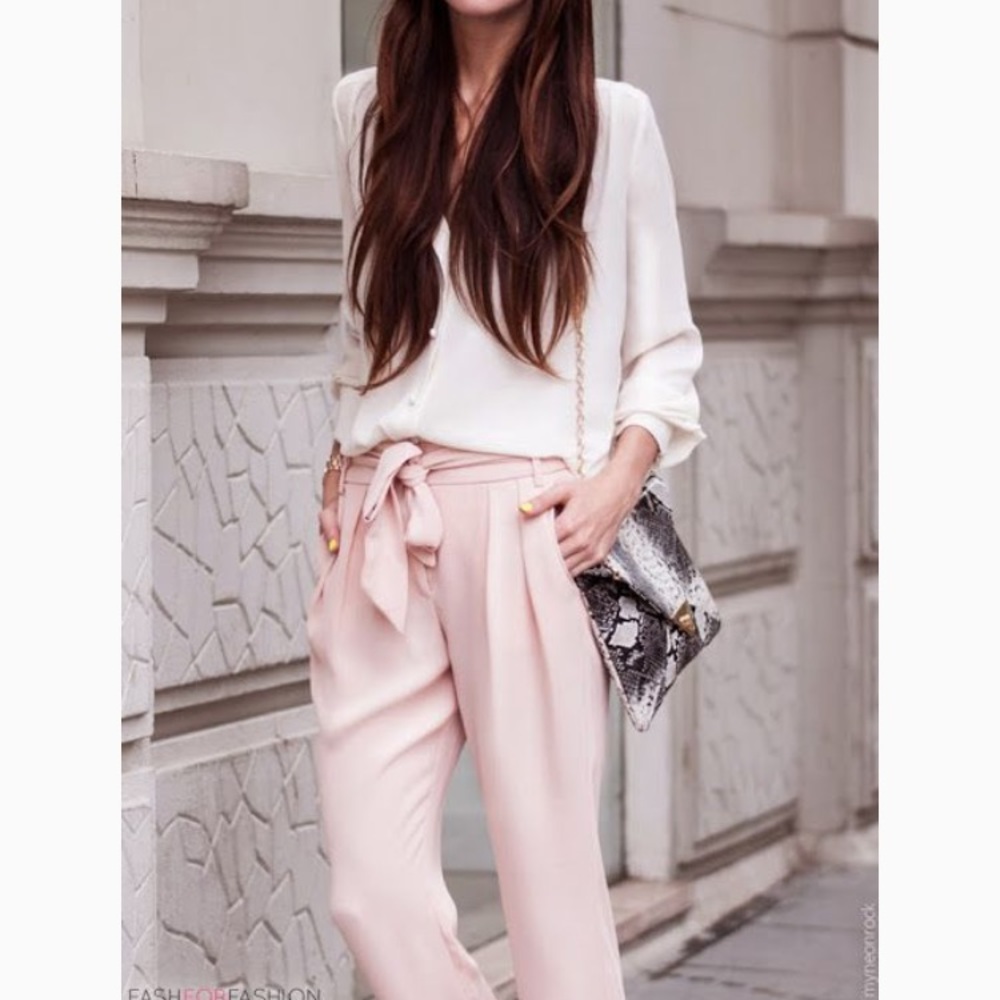 Pink trousers with belt!